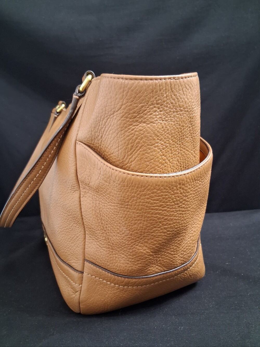 Coach F23284 Smooth Pebbled Leather Carryall Camel Tan Purse - Picture 4 of 12